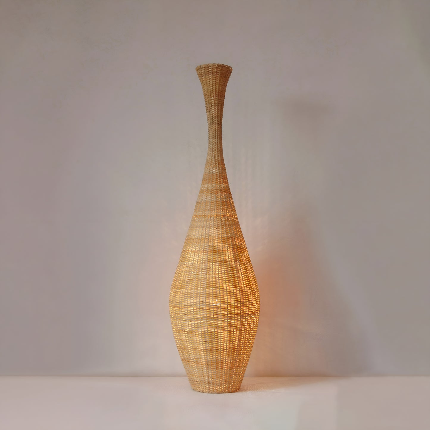 Lilia Long Lotus Cane Floor Lamp
